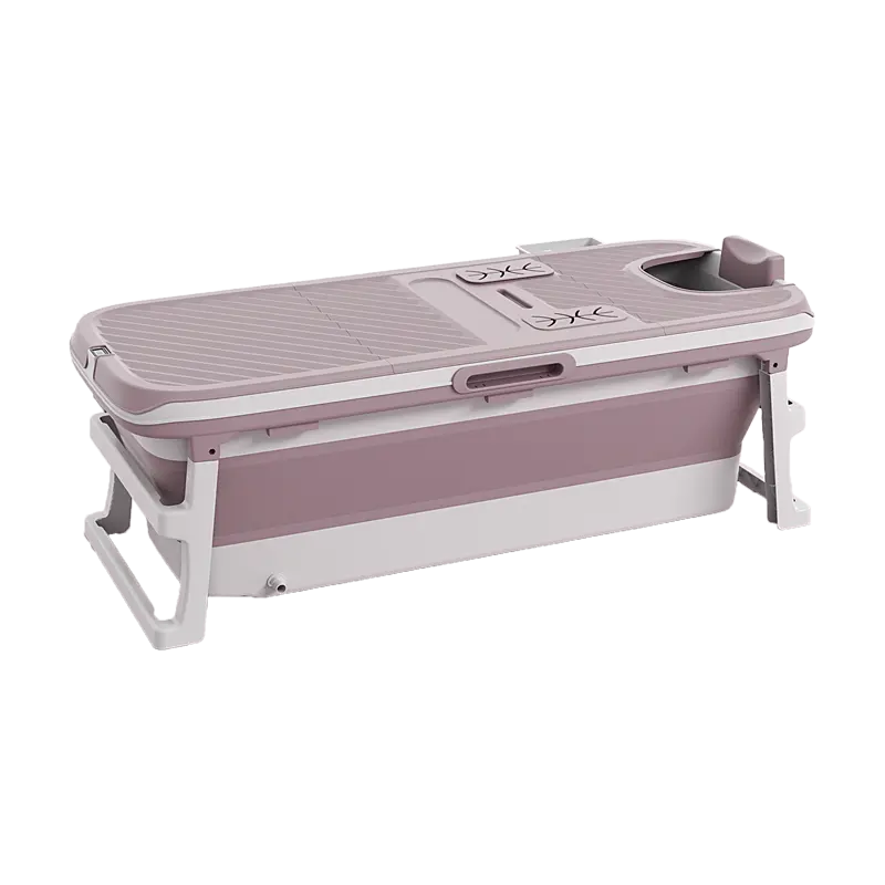 Foldbar badekar med låg i pink - 149 x 62 cm