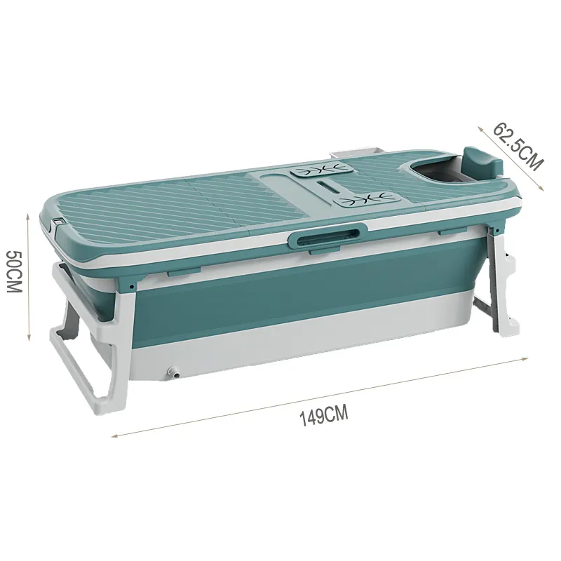 Originalt Foldebadekar med låg og termometer i grøn - 149 x 62 cm - Billede 2