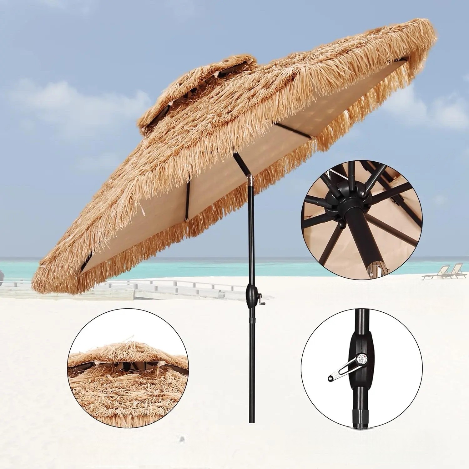 Hawaii Premium Natur Aluminium Parasol 275 cm - Billede 3